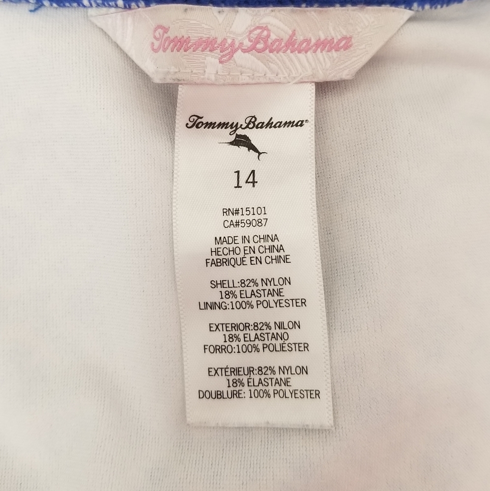 Tommy Bahama Big Girl's Blue Stripe Print Tassel Tankini Top Sz 14 - Picture 6 of 9